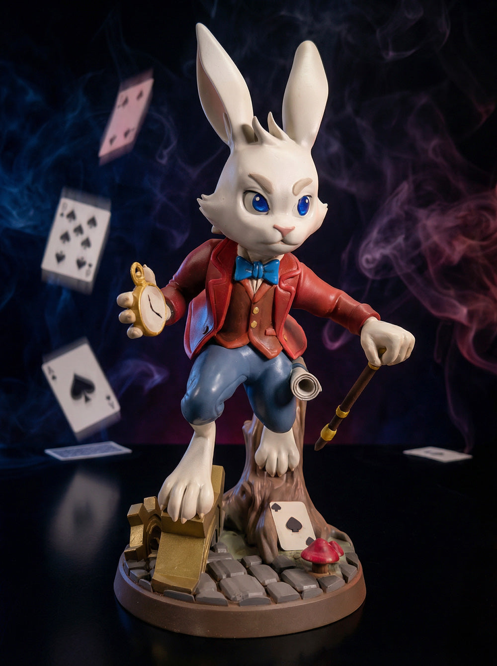 White Rabbit hand-painted resin collectible detail